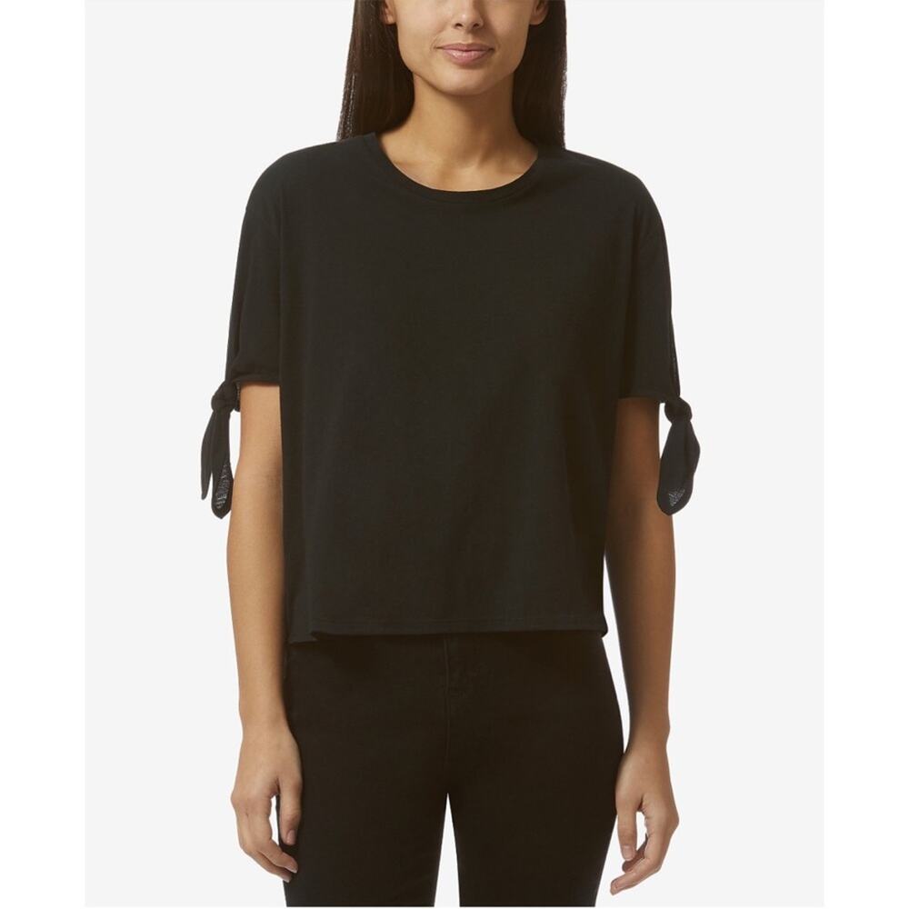 New Avec Les Filles Cotton Cropped T-Shirt in Black Women's Size M